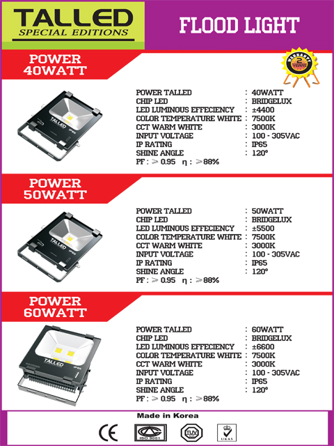 Lampu Sorot LED 40 50 dan 60 Watt Talled